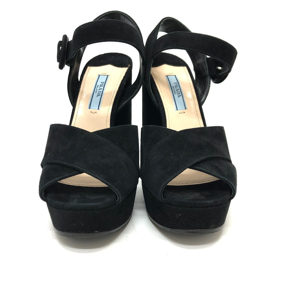 Prada Sandals 1Xp882 Suede Black Strap Women 36
