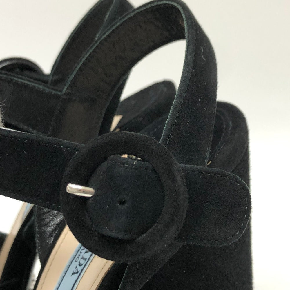 Prada Sandals 1Xp882 Suede Black Strap Women 36