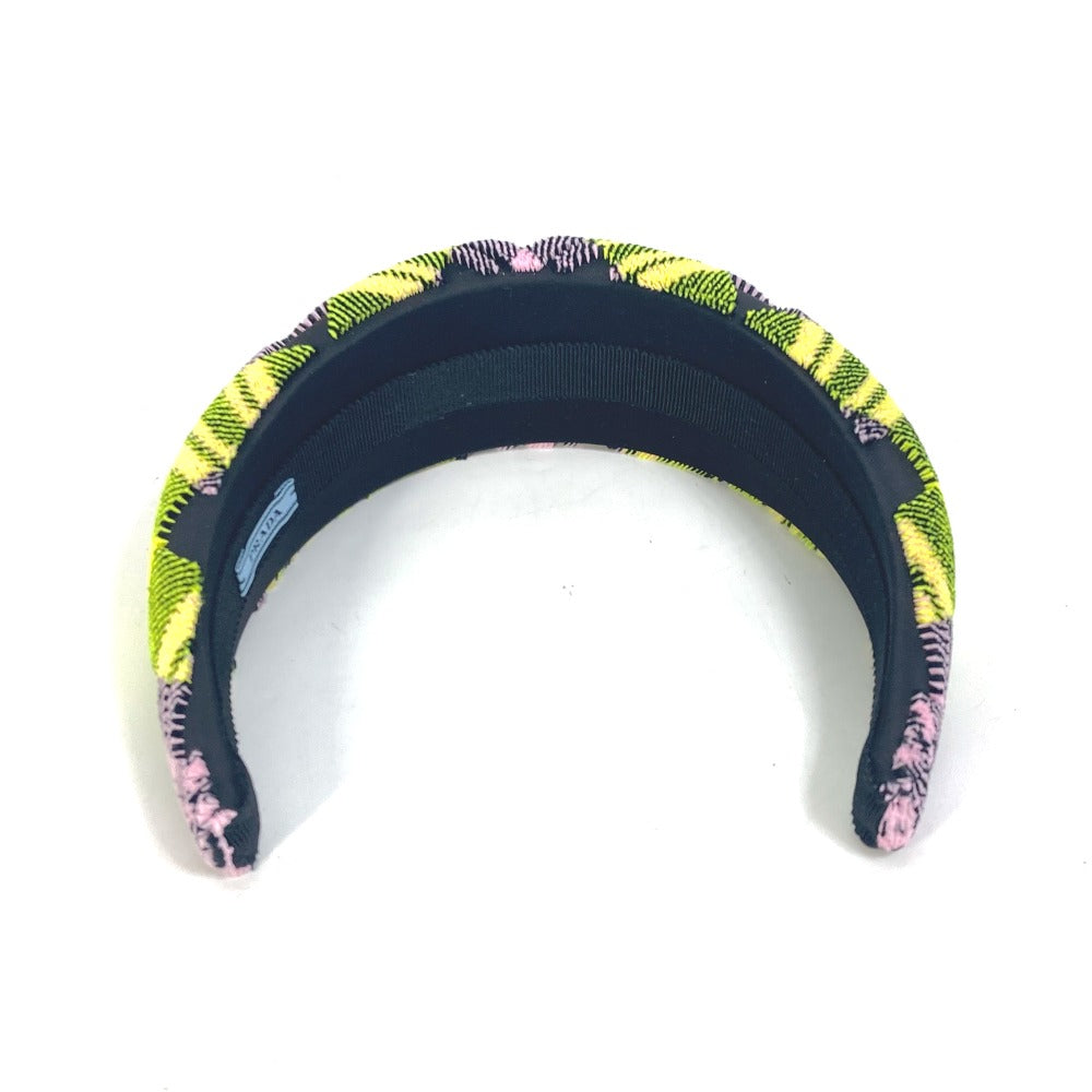 Prada Hair Accessory Nylon Yellow Pile Triangle Logo Plate Women