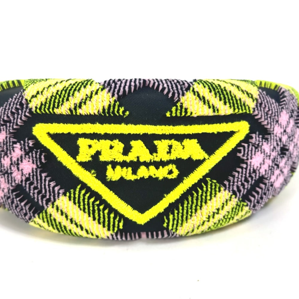 Prada Hair Accessory Nylon Yellow Pile Triangle Logo Plate Women