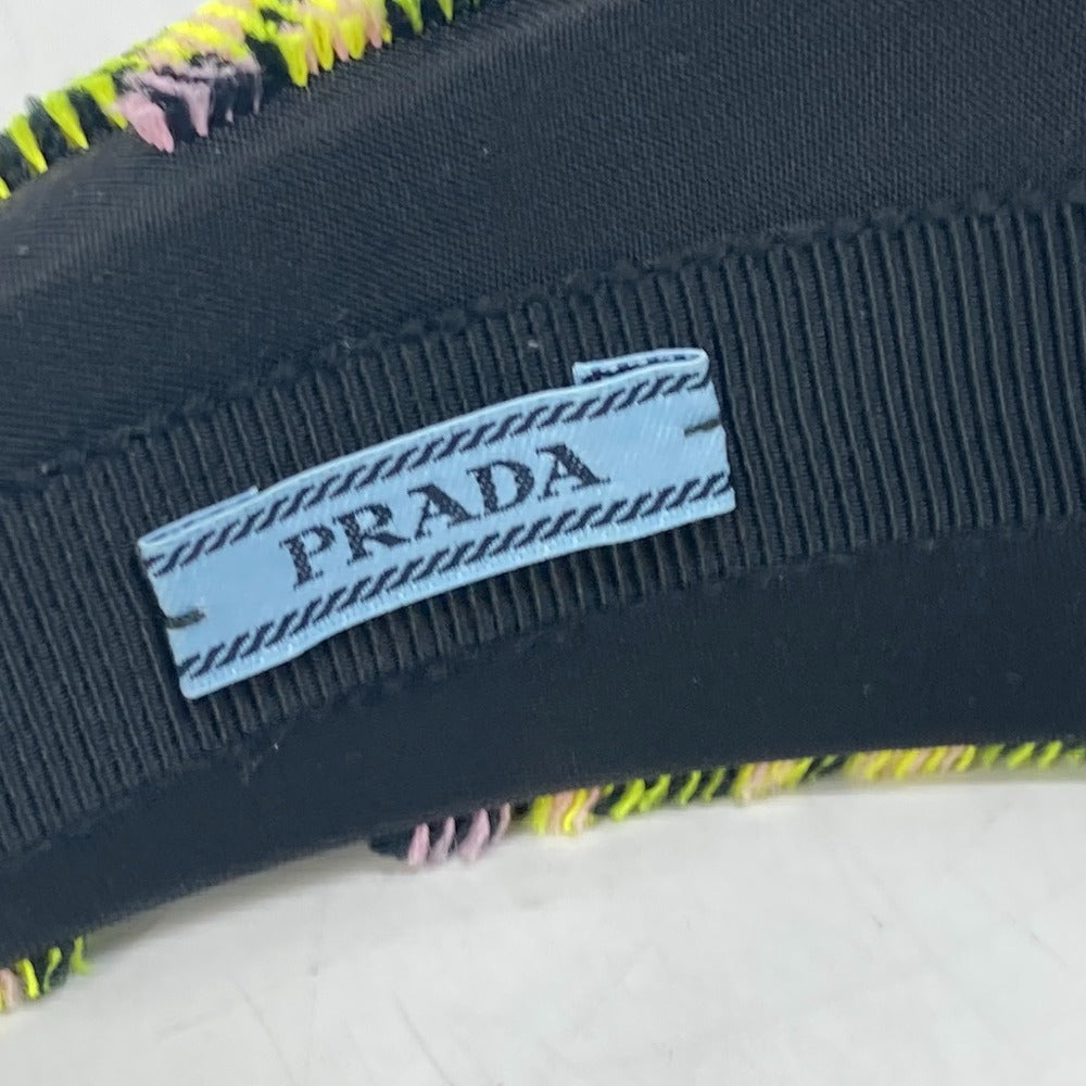 Prada Hair Accessory Nylon Yellow Pile Triangle Logo Plate Women