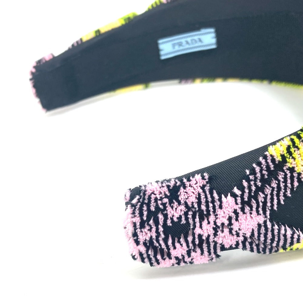 Prada Hair Accessory Nylon Yellow Pile Triangle Logo Plate Women