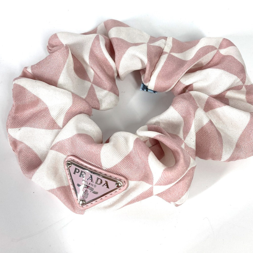 Prada Hair Accessory 1If015 Nylon Pink Triangle Logo Plate Logo Women