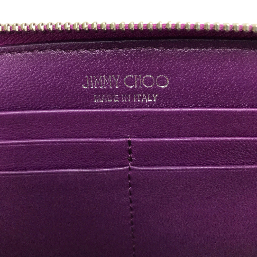 Jimmy Choo Long Wallet Purse 163Filipa.Cim Patent Leather Metallic Purple Star Stud Filipa Wallet