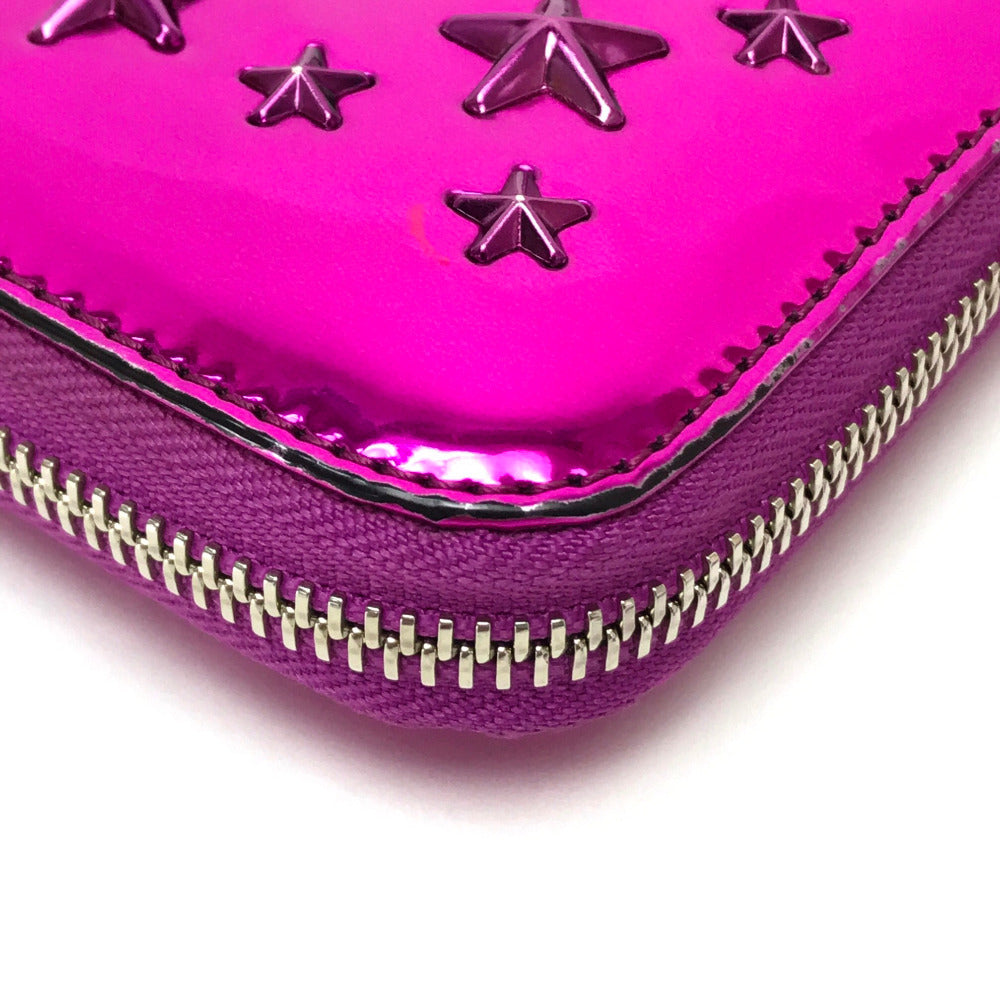 Jimmy Choo Long Wallet Purse 163Filipa.Cim Patent Leather Metallic Purple Star Stud Filipa Wallet