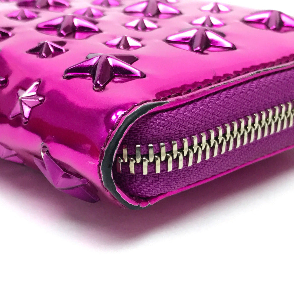 Jimmy Choo Long Wallet Purse 163Filipa.Cim Patent Leather Metallic Purple Star Stud Filipa Wallet