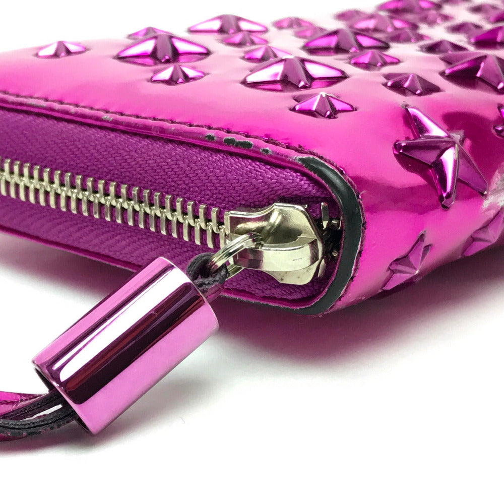 Jimmy Choo Long Wallet Purse 163Filipa.Cim Patent Leather Metallic Purple Star Stud Filipa Wallet