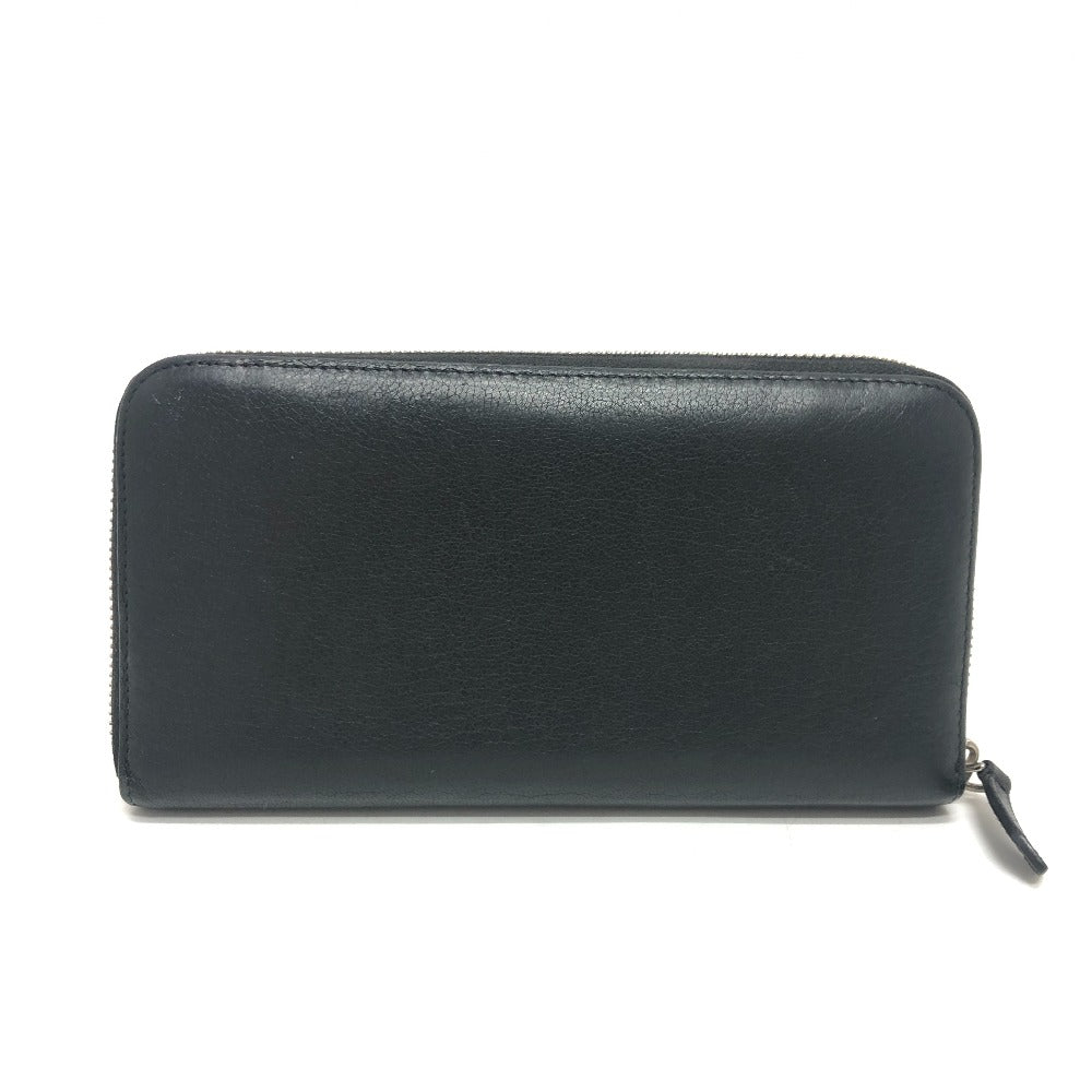 Givenchy Long Wallet Purse Leather Black Front Logo Mens