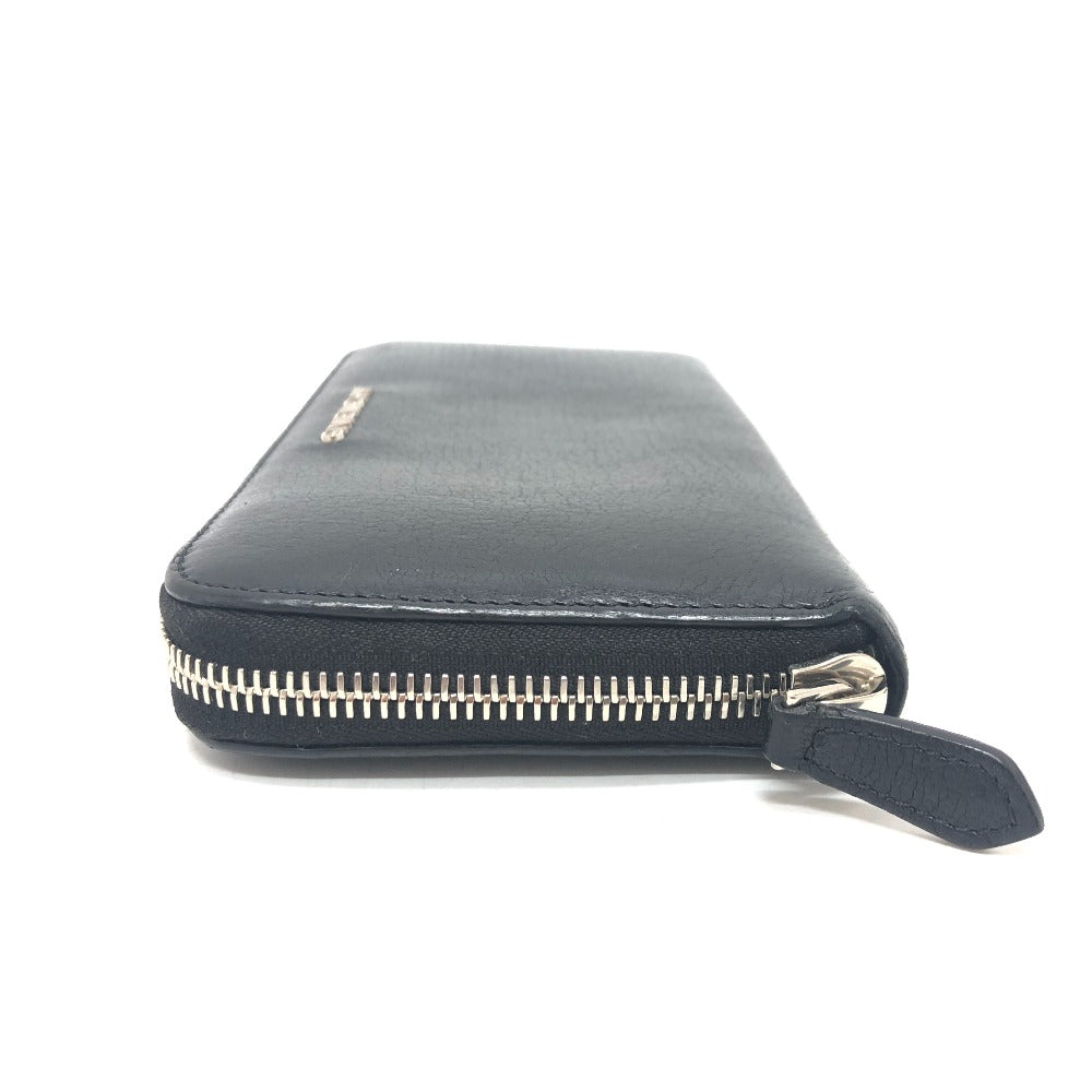 Givenchy Long Wallet Purse Leather Black Front Logo Mens