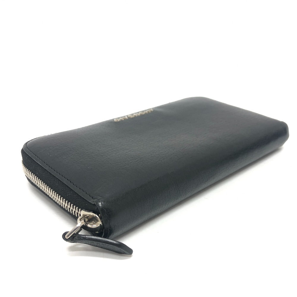 Givenchy Long Wallet Purse Leather Black Front Logo Mens