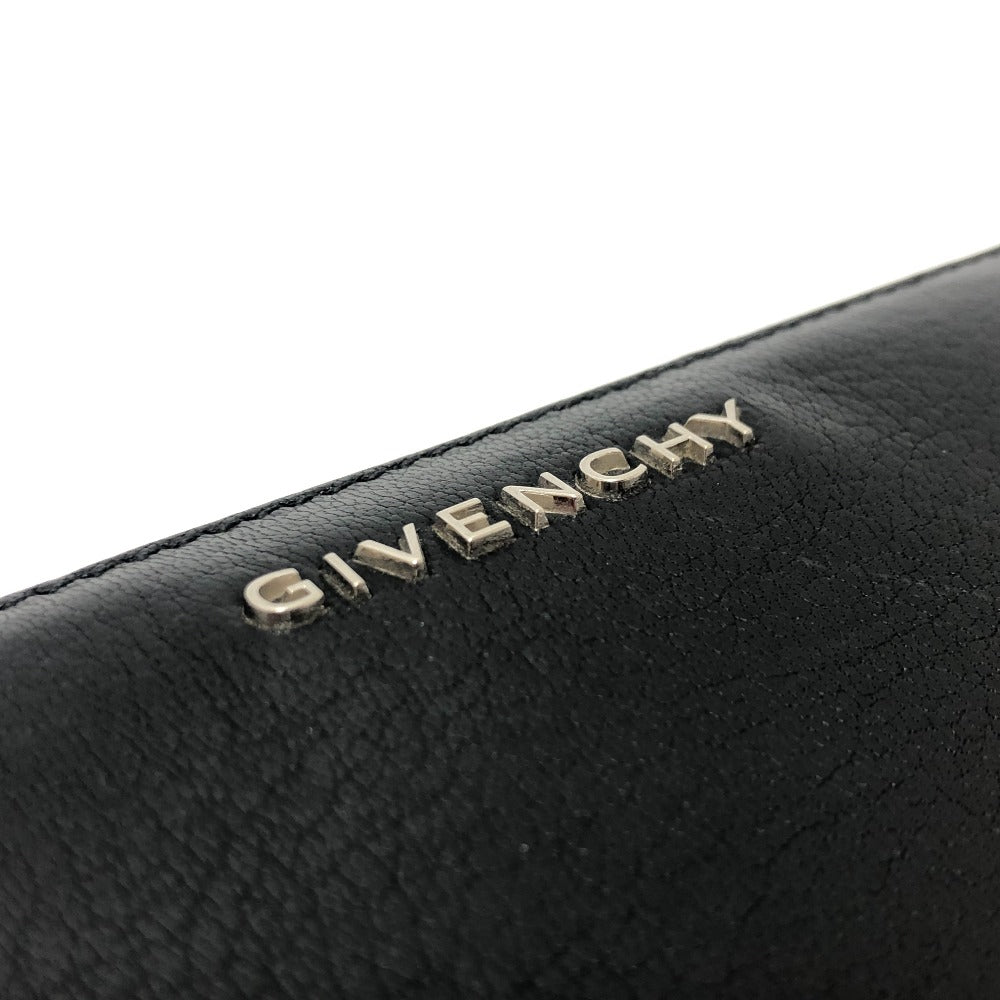 Givenchy Long Wallet Purse Leather Black Front Logo Mens