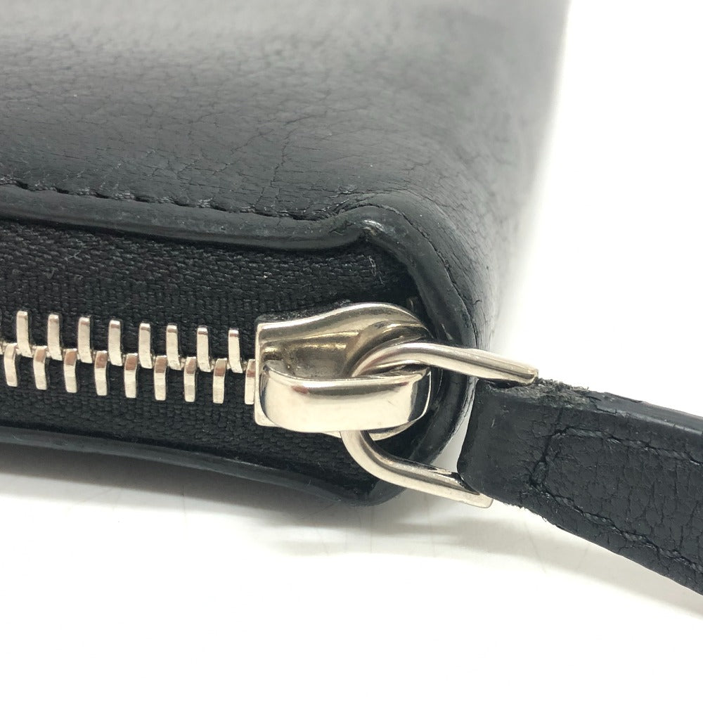 Givenchy Long Wallet Purse Leather Black Front Logo Mens