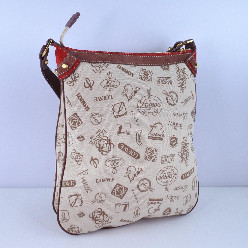Loewe Shoulder Bag Suede Brown Pin Batch Women