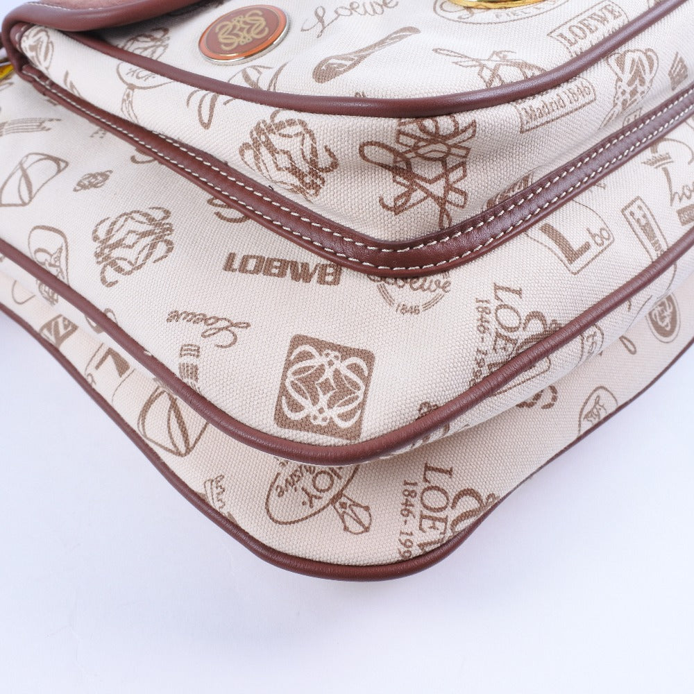 Loewe Shoulder Bag Suede Brown Pin Batch Women