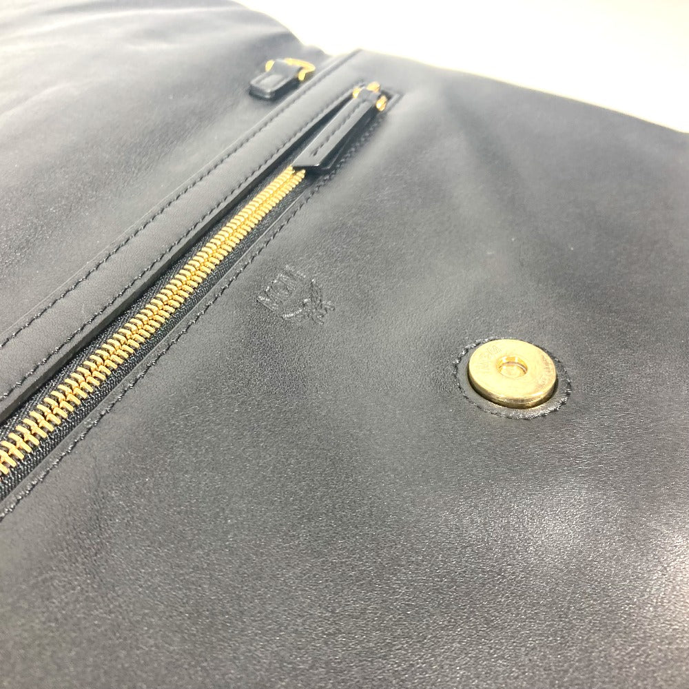 Mcm Clutch Bag Leather Black Logo