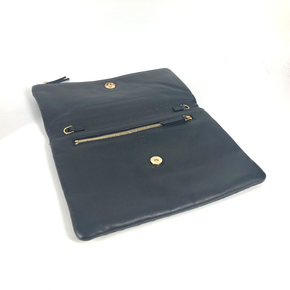 Mcm Clutch Bag Leather Black Logo