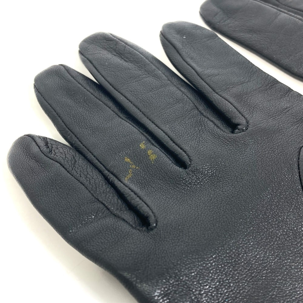 Louis Vuitton Gloves M75555 Leather Black Apparel Logo Women