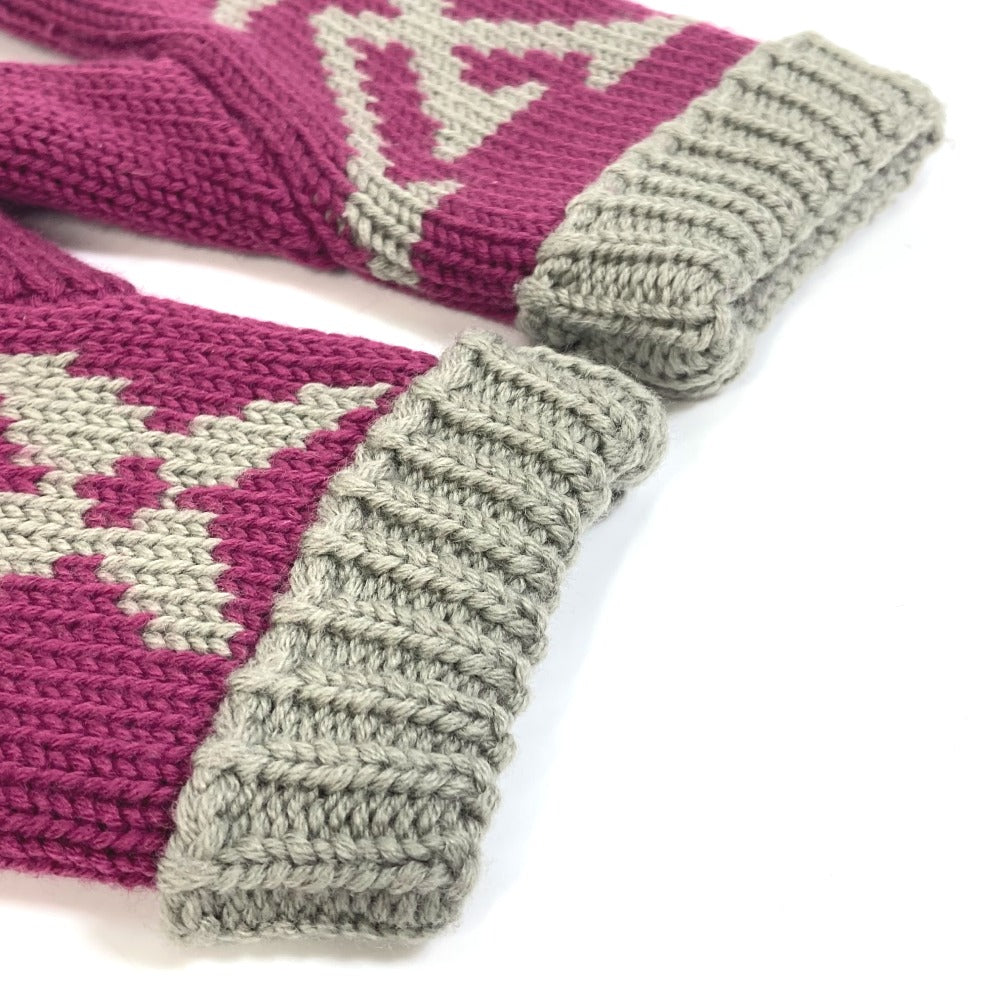 Louis Vuitton Gloves L72766 Wool Purple Monogram Knit Mittens Moffle Grand Floor Women