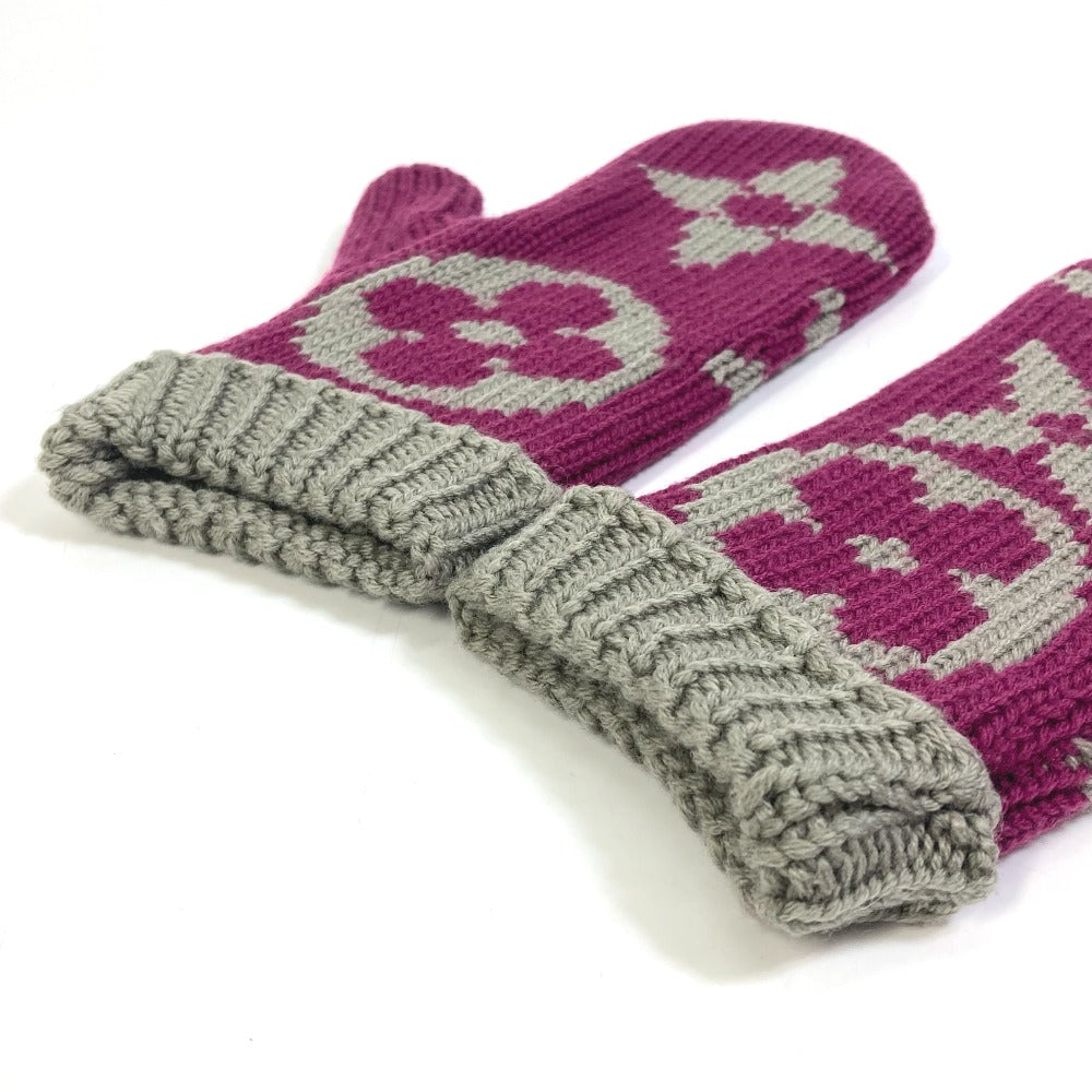 Louis Vuitton Gloves L72766 Wool Purple Monogram Knit Mittens Moffle Grand Floor Women
