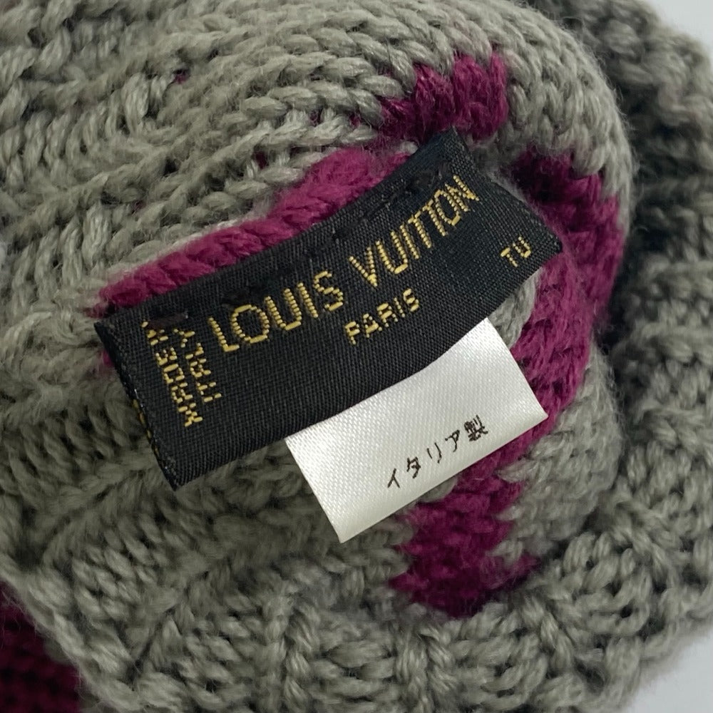 Louis Vuitton Gloves L72766 Wool Purple Monogram Knit Mittens Moffle Grand Floor Women