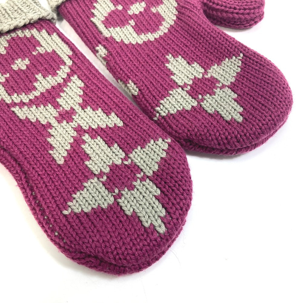 Louis Vuitton Gloves L72766 Wool Purple Monogram Knit Mittens Moffle Grand Floor Women
