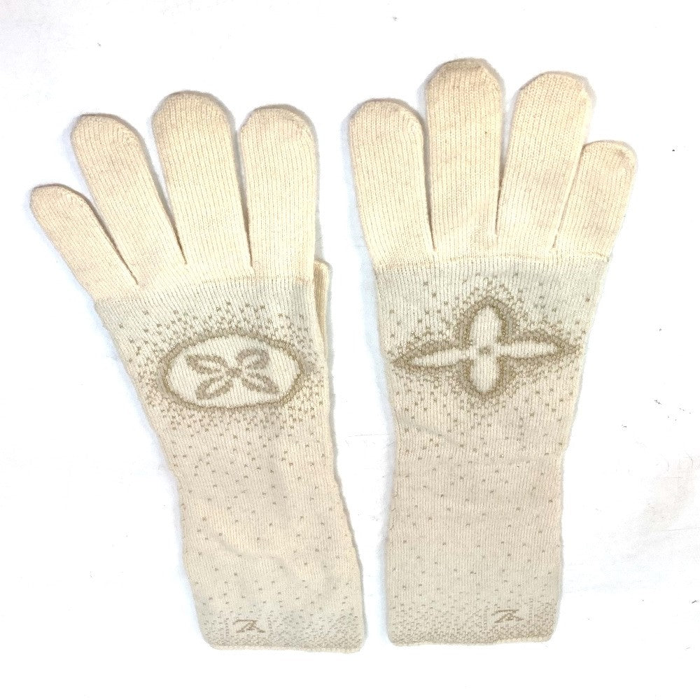 Louis Vuitton Glove Cashmere, Acetate Ivorytype Logo Gonpoliana Glitter Lv Women 22