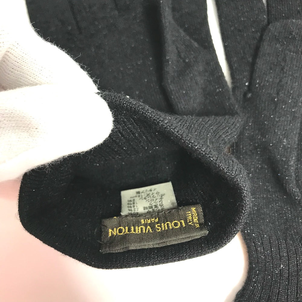Louis Vuitton Gloves Cashmere, Silk Black Knit Monogram Lame Women
