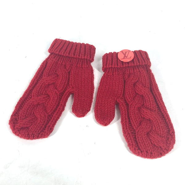 Louis Vuitton Gloves Wool Red Logo Women