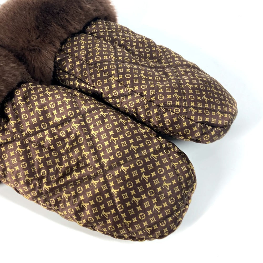 Louis Vuitton Gloves M74273 Silk , Rabbit Brown Monogram Fur Morphle Igloo Mittens