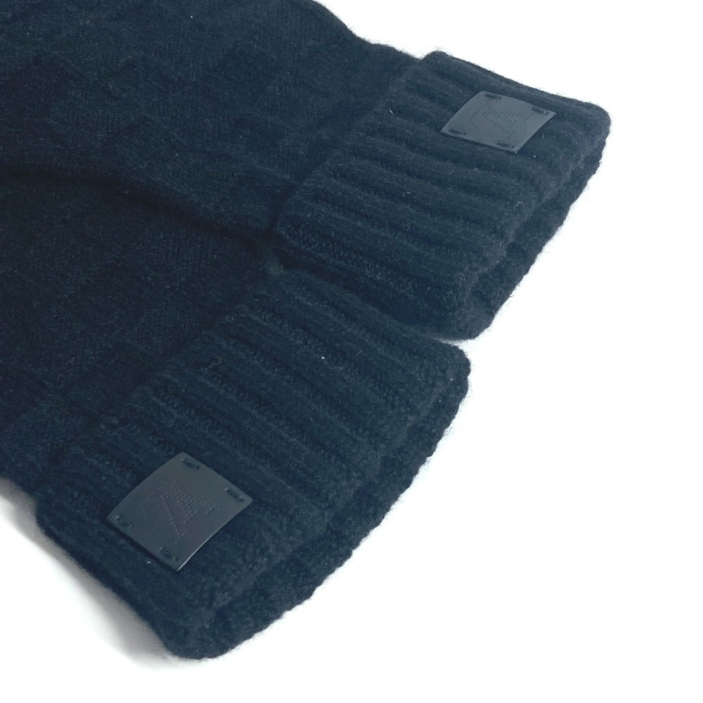 Louis Vuitton Gloves M72682 Cashmere Black Leather Patches Gon Helsinki Damier