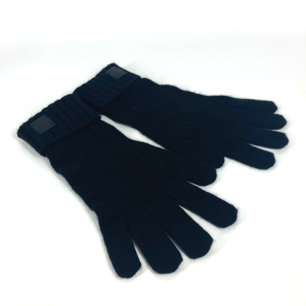 Louis Vuitton Gloves M72682 Cashmere Black Leather Patches Gon Helsinki Damier