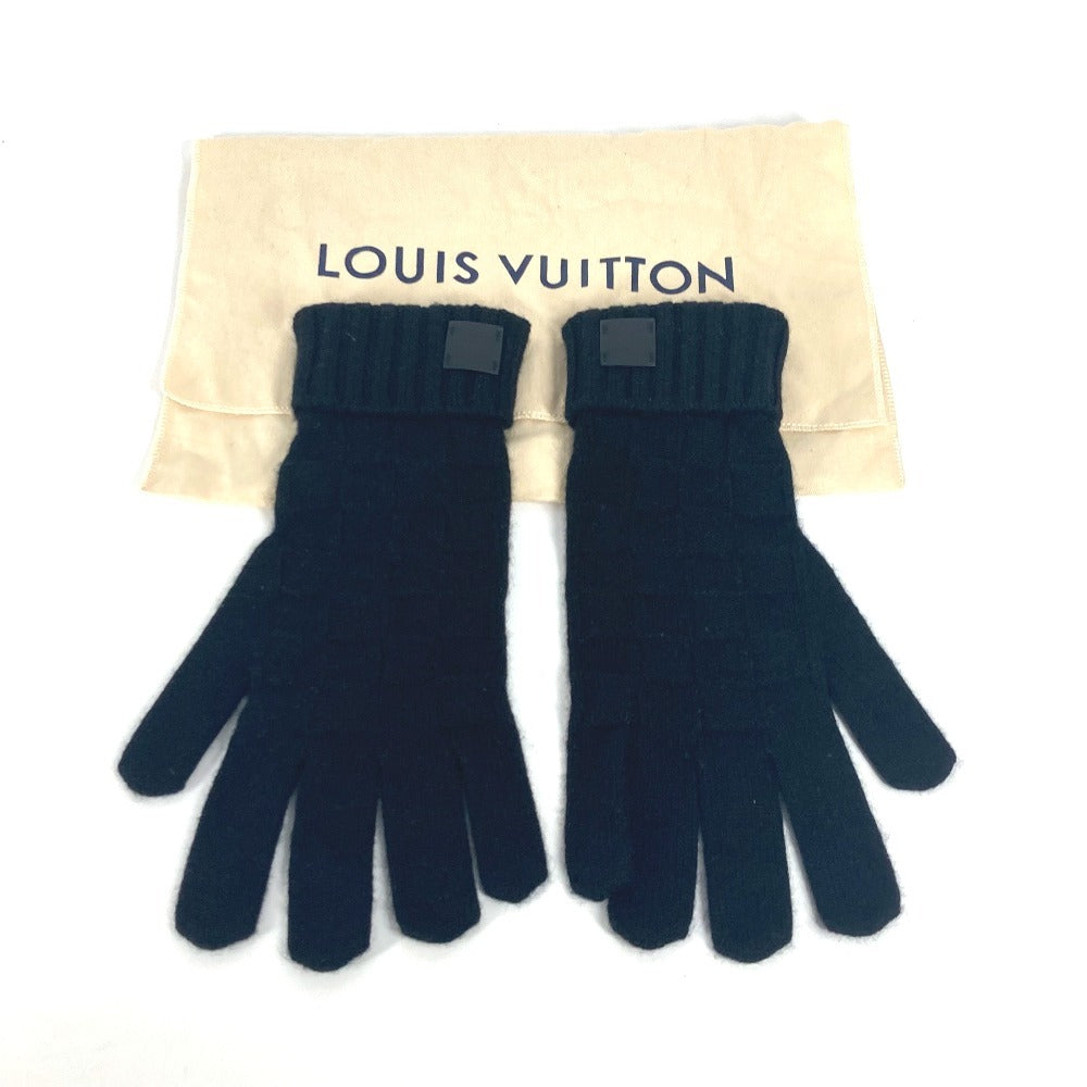 Louis Vuitton Gloves M72682 Cashmere Black Leather Patches Gon Helsinki Damier