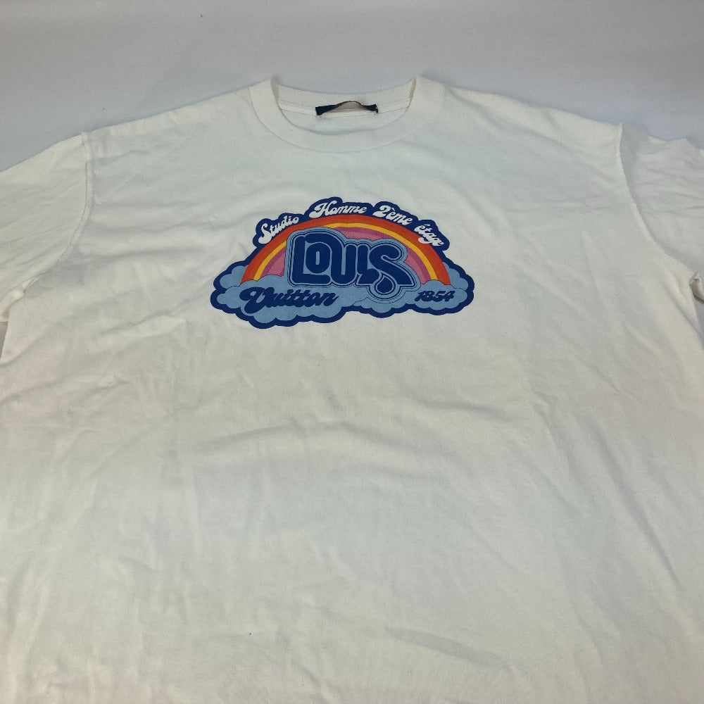 Louis Vuitton Short Sleeve T-Shirt 1Ab4Up Cotton White 23Stainless Steel Rainbow Printed T-Shirt