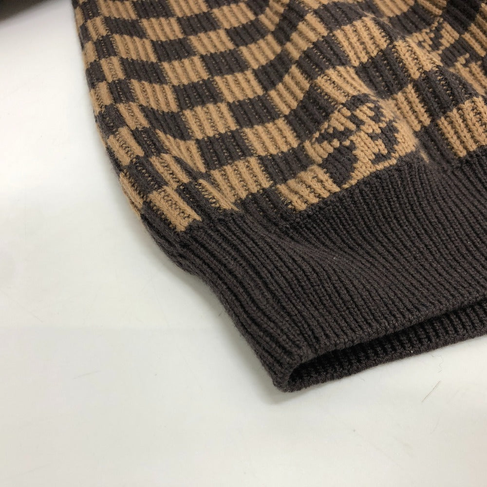 Louis Vuitton Sweater 1A9703 Cotton Brown Logo Virgil Abloh Ribbed Denim Xl