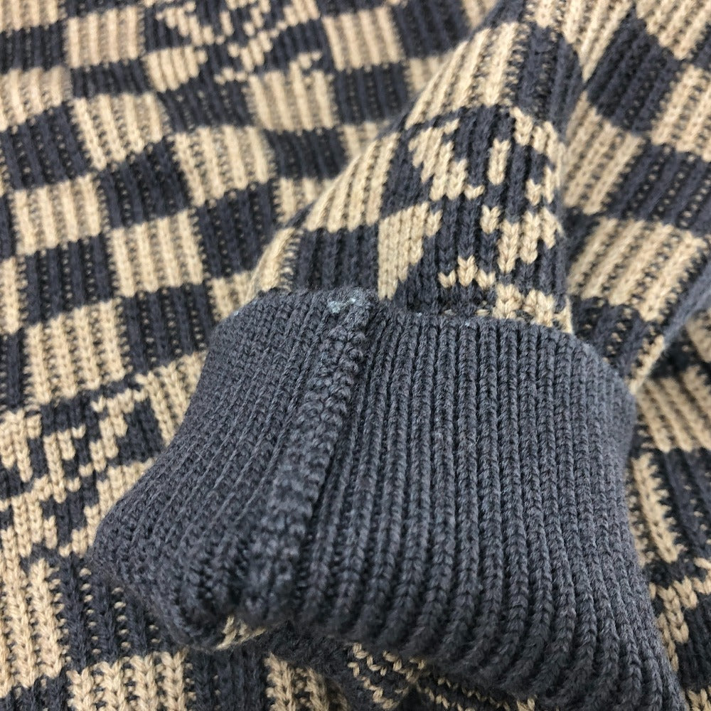 Louis Vuitton Sweater 1A9703 Cotton Brown Logo Virgil Abloh Ribbed Denim Xl