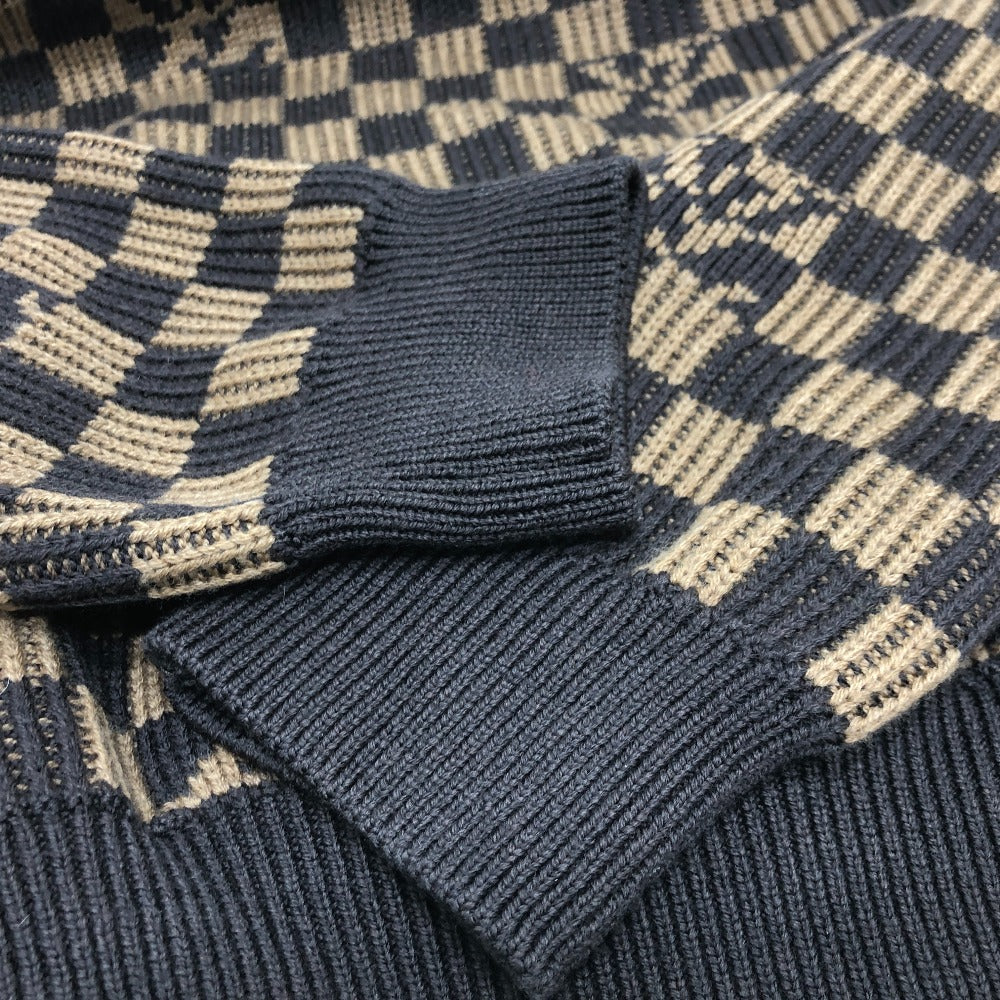 Louis Vuitton Sweater 1A9703 Cotton Brown Logo Virgil Abloh Ribbed Denim Xl