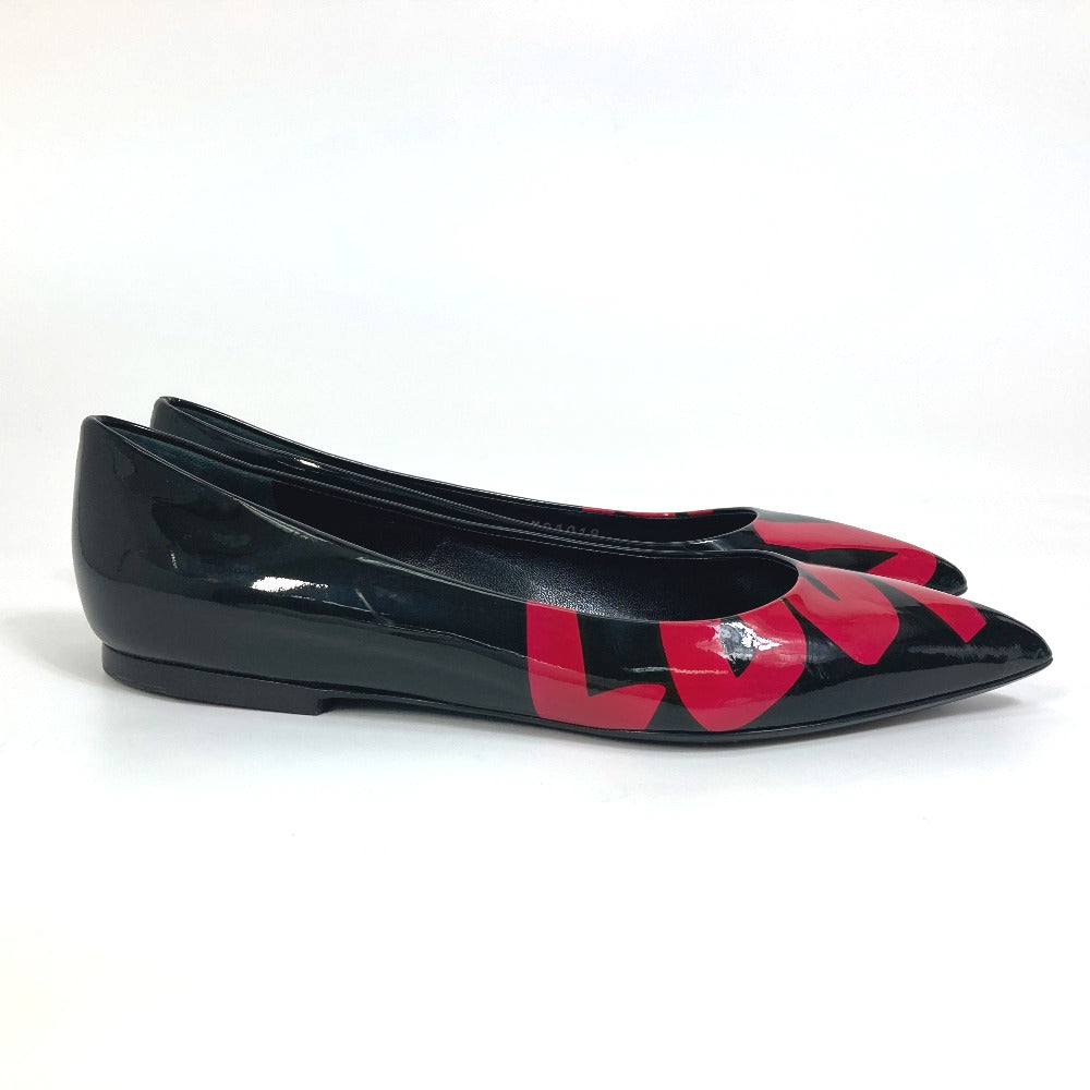 Louis Vuitton Leather Shoes Patent Leather Black X Pink Pumps Petanko Monogram Graffiti 34