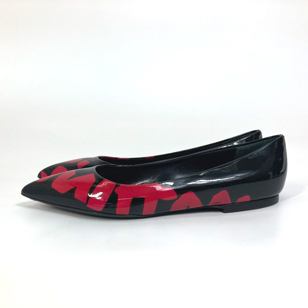 Louis Vuitton Leather Shoes Patent Leather Black X Pink Pumps Petanko Monogram Graffiti 34