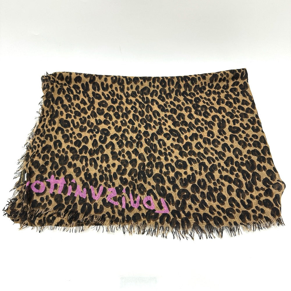 Louis Vuitton Shawl M72215 Silk Brown Etole Leopard Women