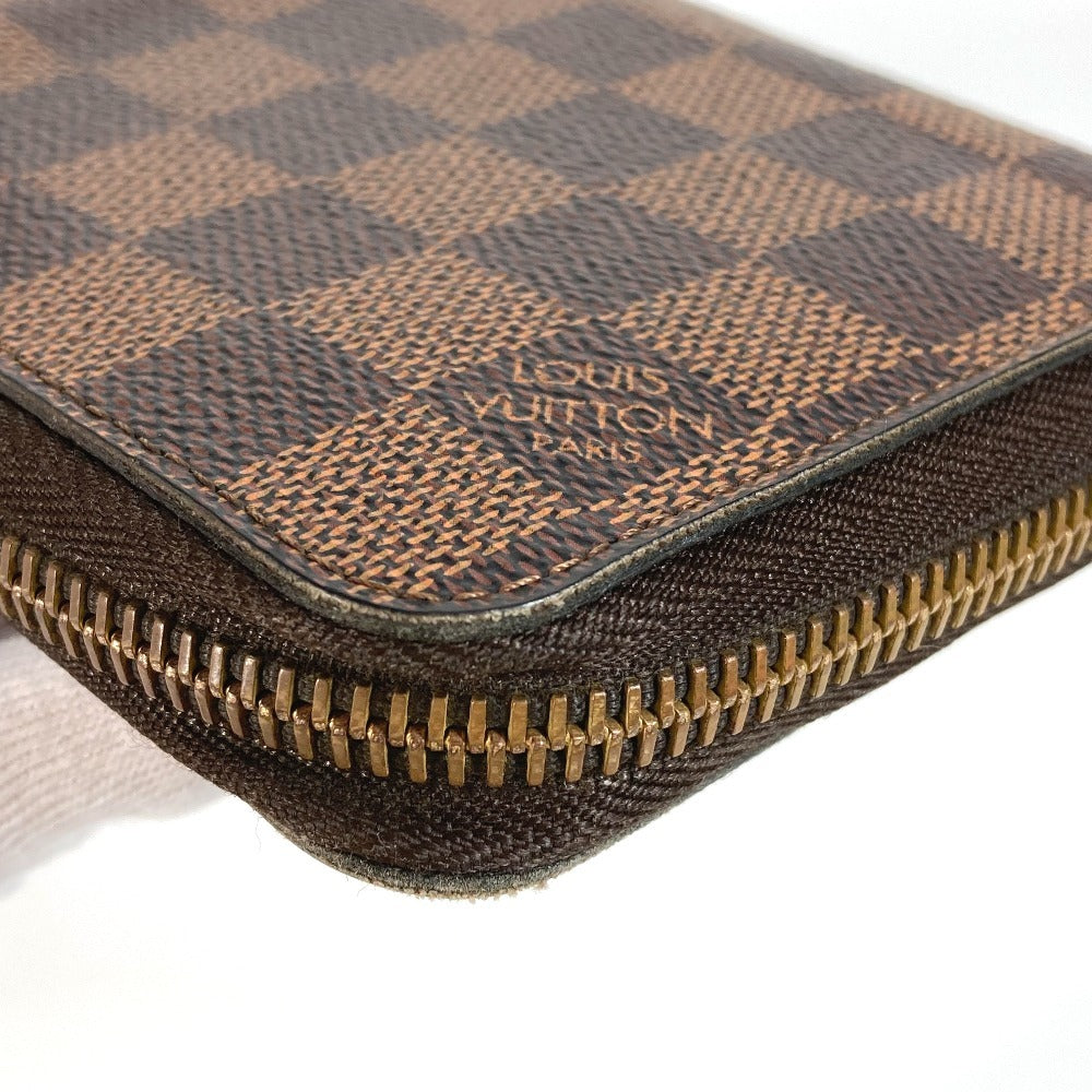 Louis Vuitton Long Wallet Purse N41661 Damier Canvas Brown Damier Zippy Wallet Unisex(Unisex)