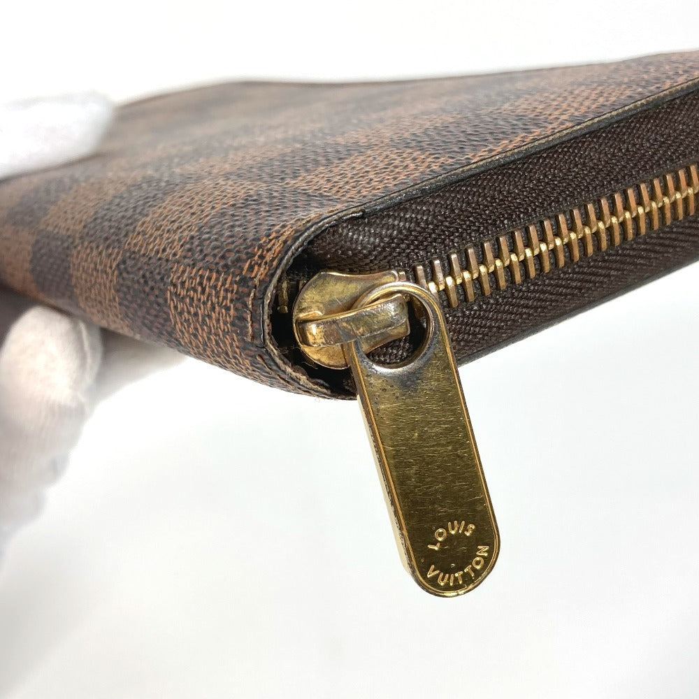 Louis Vuitton Long Wallet Purse N41661 Damier Canvas Brown Damier Zippy Wallet Unisex(Unisex)