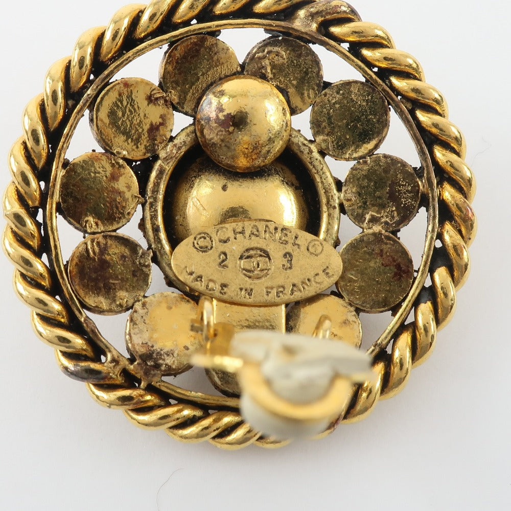 Chanel Earring Plated Gold, Rhinestones Blue Women