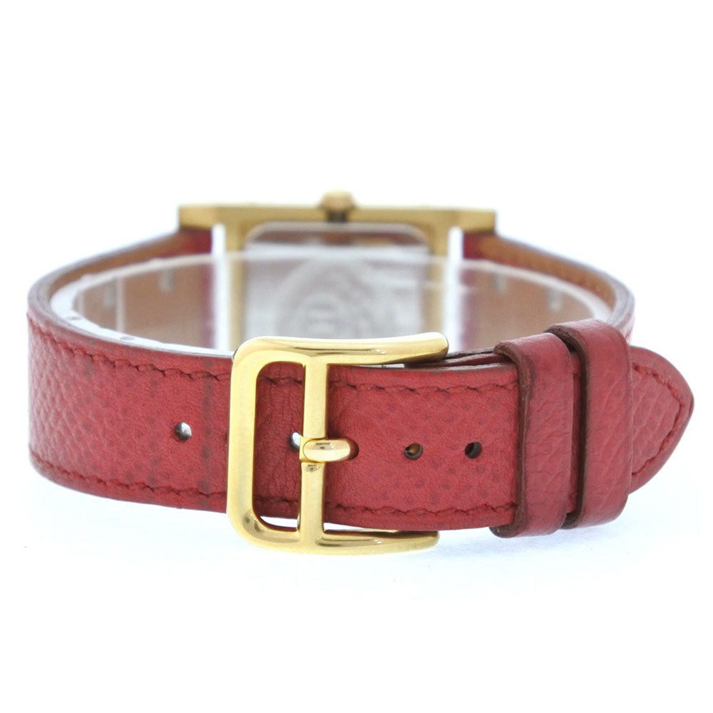 Hermes Watches Quartz Plated Gold , Leather Gold Medor White Dial Women