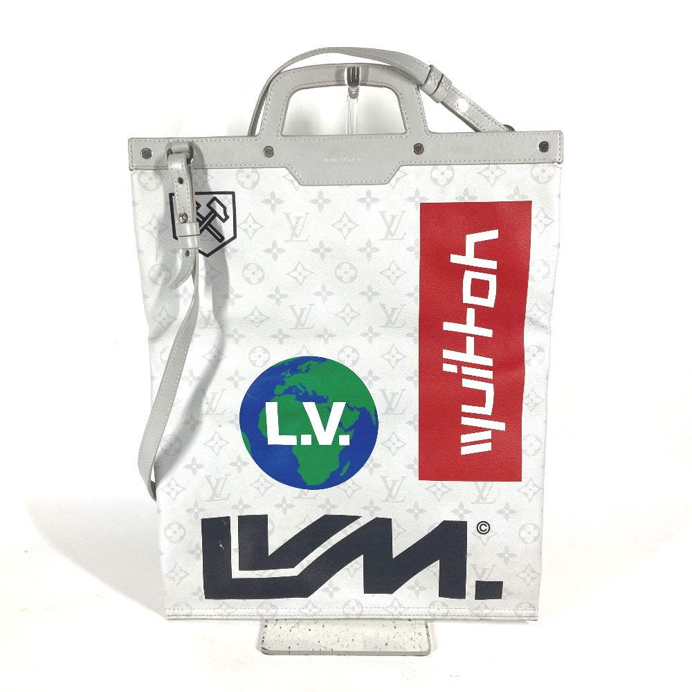 Louis Vuitton Tote Bag M44627 Monogram Canvas White Monogram White Flat Vertical Tote Mens