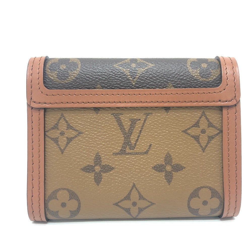 Louis Vuitton Trifold Wallet M68725 Monogram Reverse Canvas Brown Portefeuille Dauphine Women
