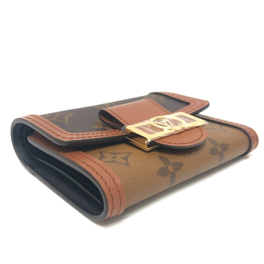 Louis Vuitton Trifold Wallet M68725 Monogram Reverse Canvas Brown Portefeuille Dauphine Women