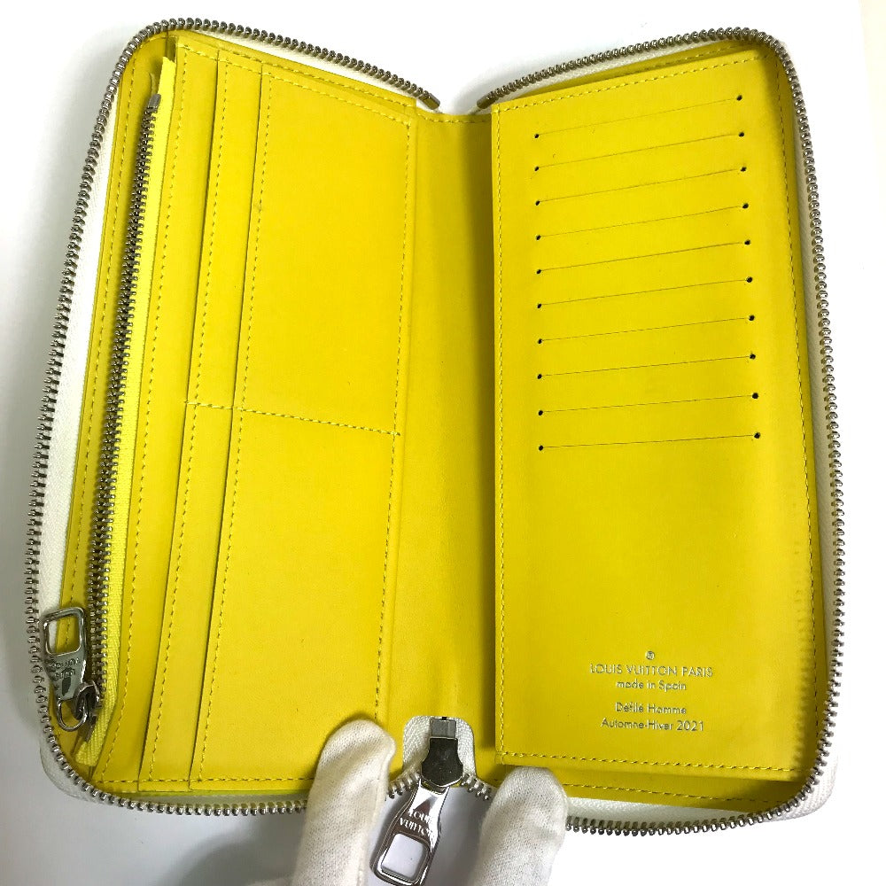 Louis Vuitton Long Wallet Purse M80852 Taurillon Clemence Leather Yellow Logo Zippy Wallet Vertical