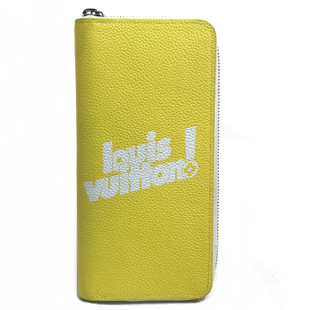 Louis Vuitton Long Wallet Purse M80852 Taurillon Clemence Leather Yellow Logo Zippy Wallet Vertical