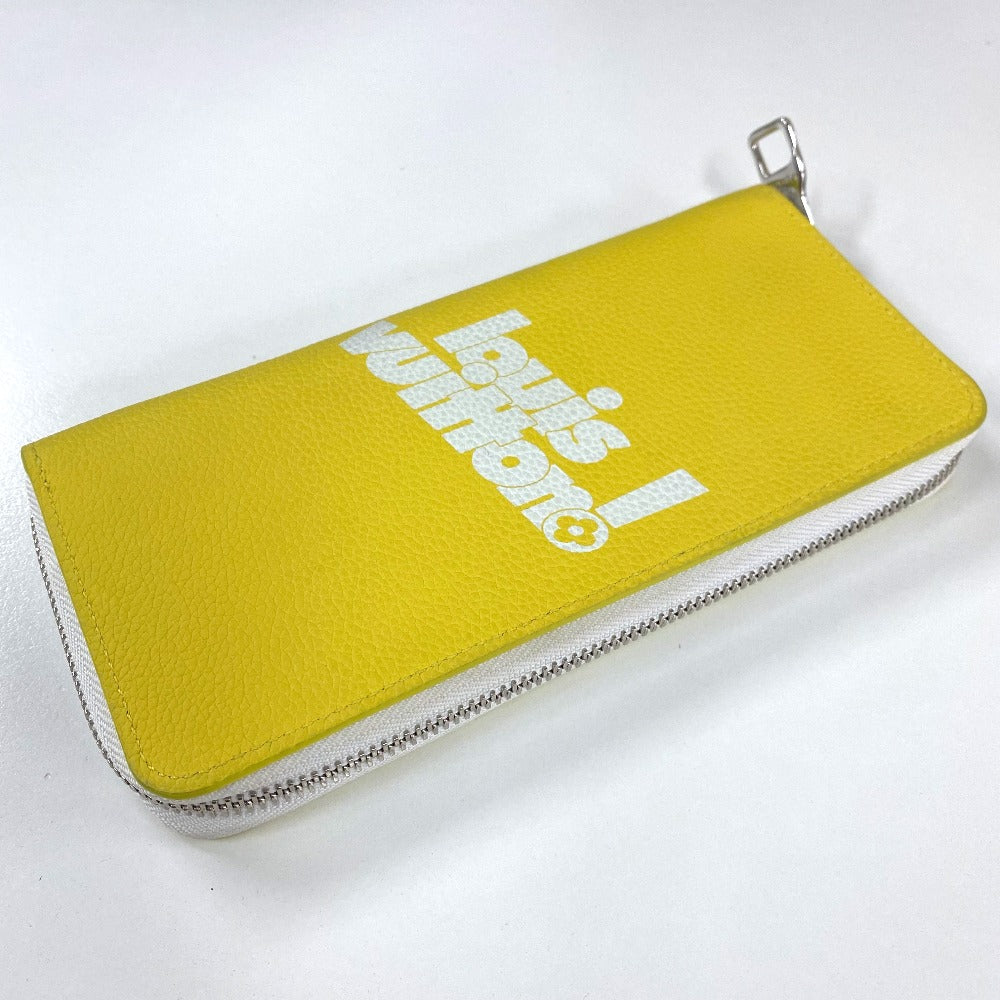 Louis Vuitton Long Wallet Purse M80852 Taurillon Clemence Leather Yellow Logo Zippy Wallet Vertical