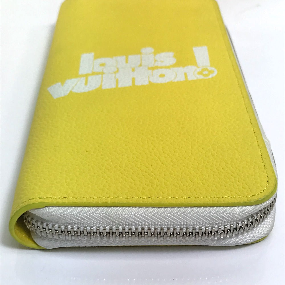 Louis Vuitton Long Wallet Purse M80852 Taurillon Clemence Leather Yellow Logo Zippy Wallet Vertical